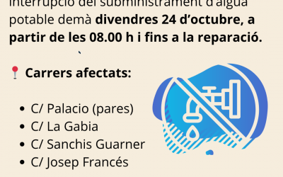 Ban tall temporal d’aigua 24 d’octubre