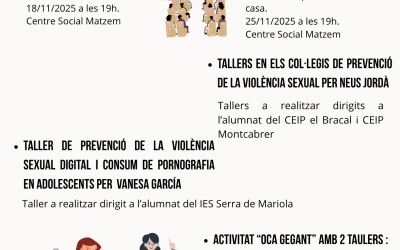 ACTIVITATS AMB MOTIU DEL 25N, DIA INTERNACIONAL DE L’ELIMINACIÓ DE LA VIOLÈNCIA CONTRA LA DONA