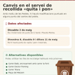 Canvis en el servei de "quita i pon" per festes